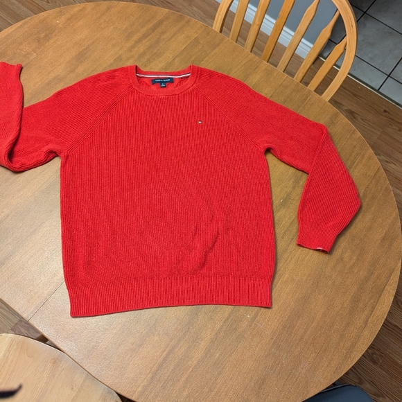 Tommy Hilfiger Sweaters - Tommy Hilfiger Sweater Heavyweight 100% Cotton  Neck Pullover Red Medium. Crew.